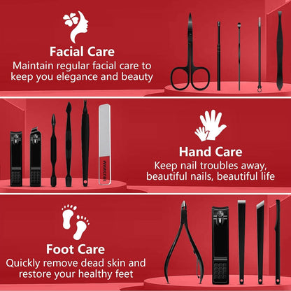 Maniküre Pediküre Set 16-tlg Edelstahl Nagelknipser Profi