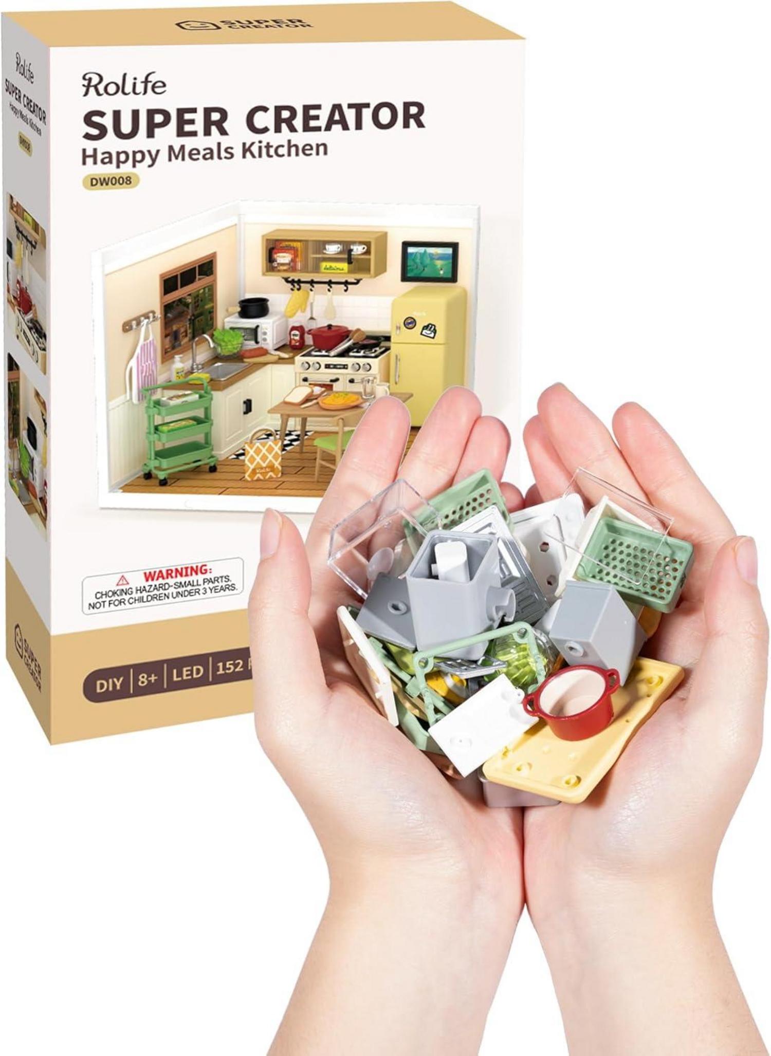 Rolife Super World Puppenhaus Bausatz Happy Meals Kitchen Weihnachten