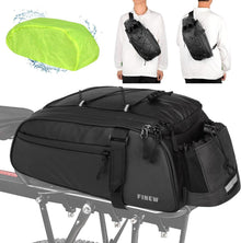 Fahrradtasche Gepäckträger 12L PU Stoff Schwarz Reflektierend