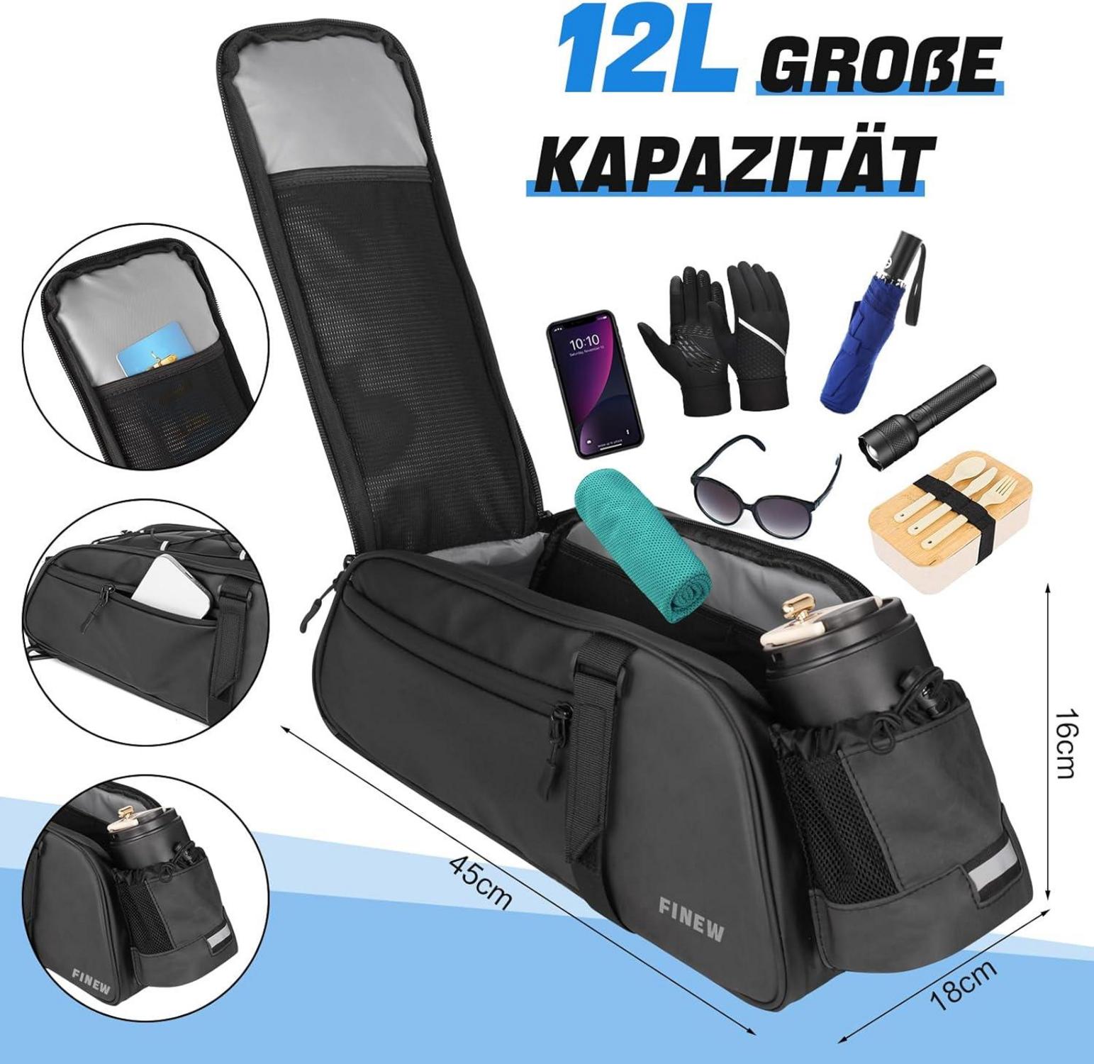Fahrradtasche 2in1 Gepäckträger 12L PU Stoff