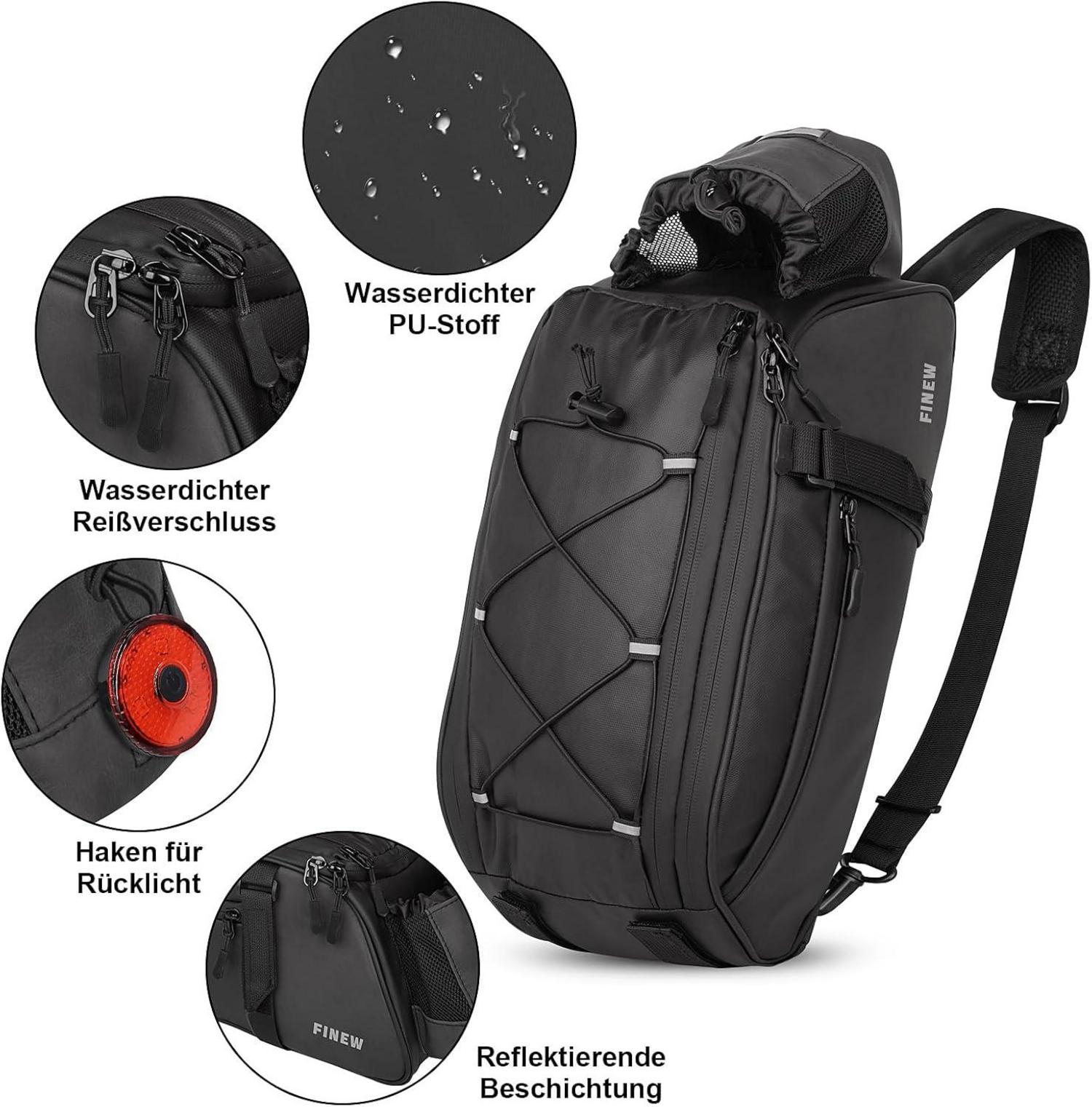 Fahrradtasche Gepäckträger 12L PU Stoff Schwarz Reflektierend