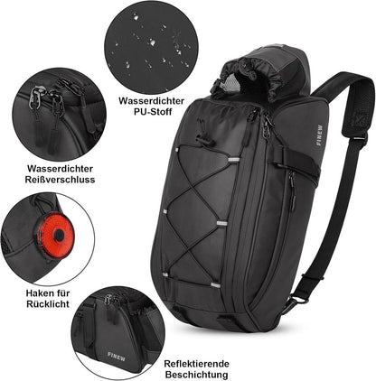 Fahrradtasche Gepäckträger 12L PU Stoff Schwarz Reflektierend