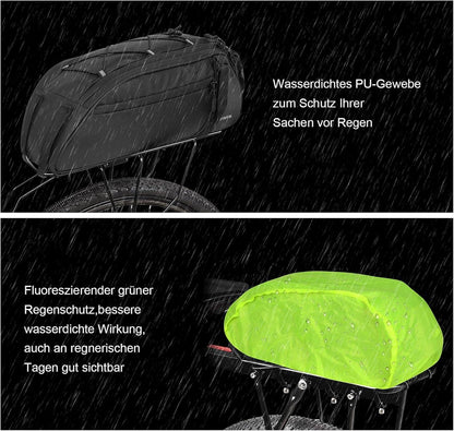 FINEW 2in1 Fahrradtasche Gepäckträger 12L PU Stoff Reflektierend Schwarz