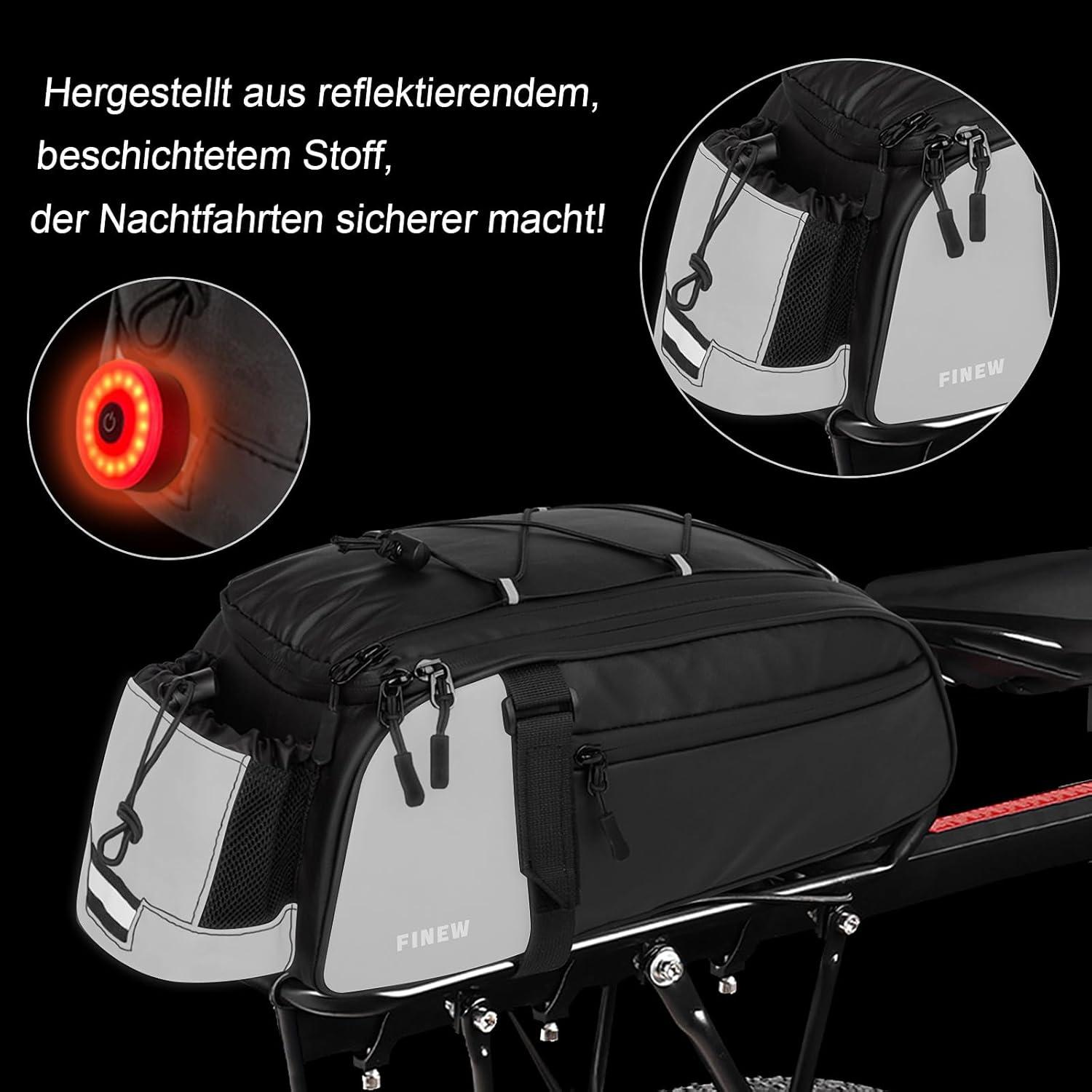 Fahrradtasche für Gepäckträger 12L PU Stoff Wasserfest Reflektierend