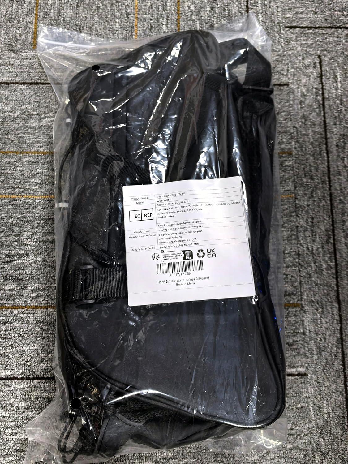 FINEW 2in1 Fahrradtasche Gepäckträger 12L PU Stoff Reflektierend Schwarz