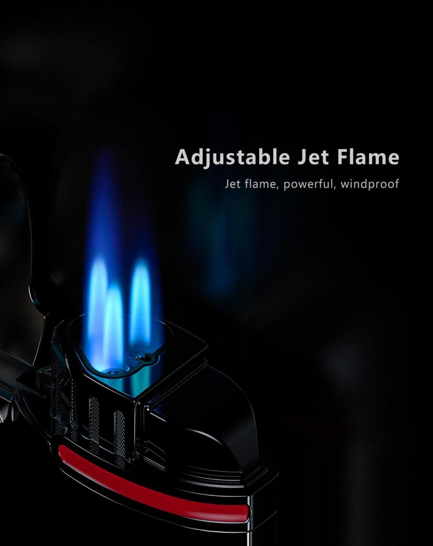 Zigarrenanzünder Jet Flame Winddichter mit Cigar Punch