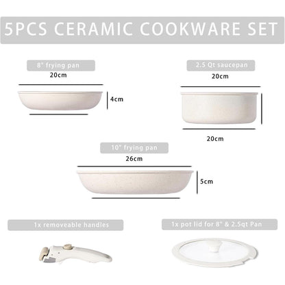 Keramik Pfannen-Set 5-teilig 20/26cm Antihaft Induktion