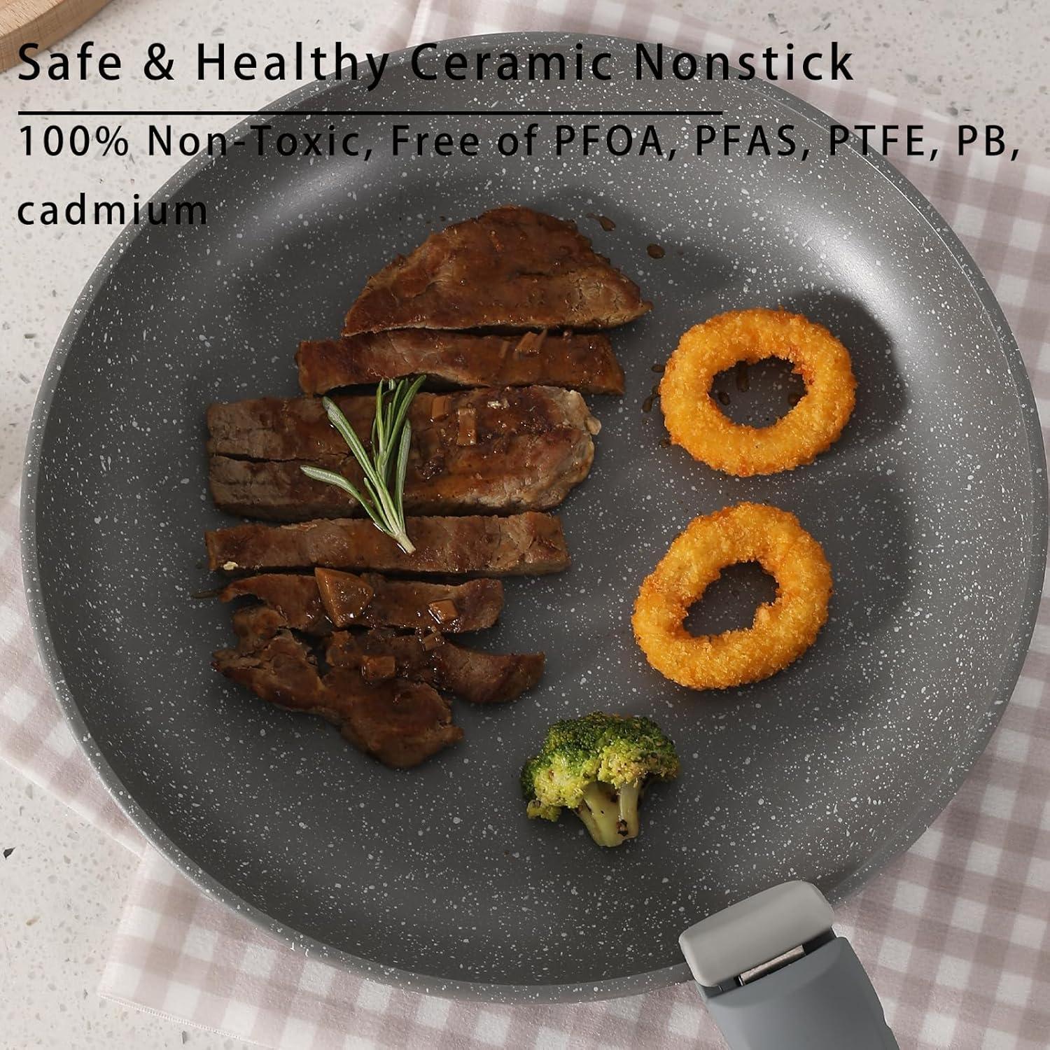 Keramik Töpfe Pfannen Set 5-teilig Antihaft Induktion 20/26cm - Rosa