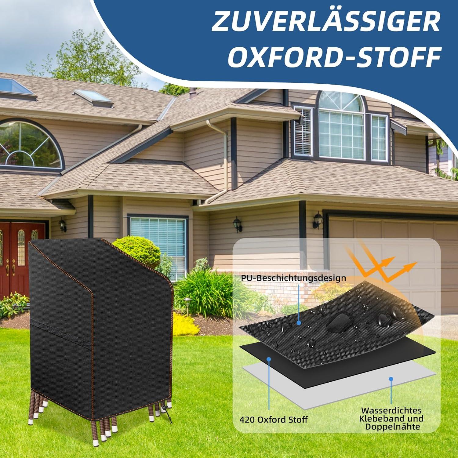 Gartenstuhl Abdeckung 420D Oxford Wasserdicht Winterfest 85x65x120cm