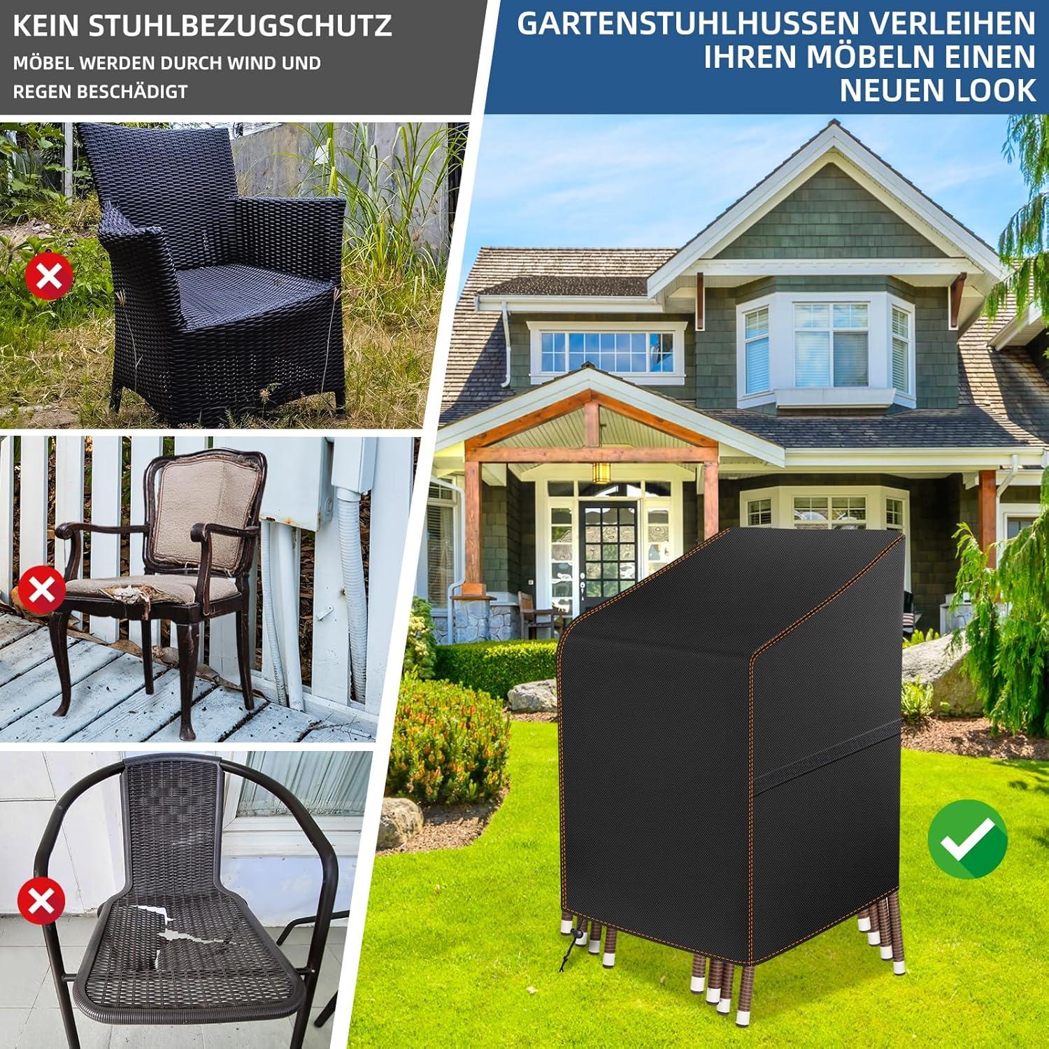 Gartenstühle Abdeckung 420D Oxford-Stoff, Wasserdicht Winterfest für