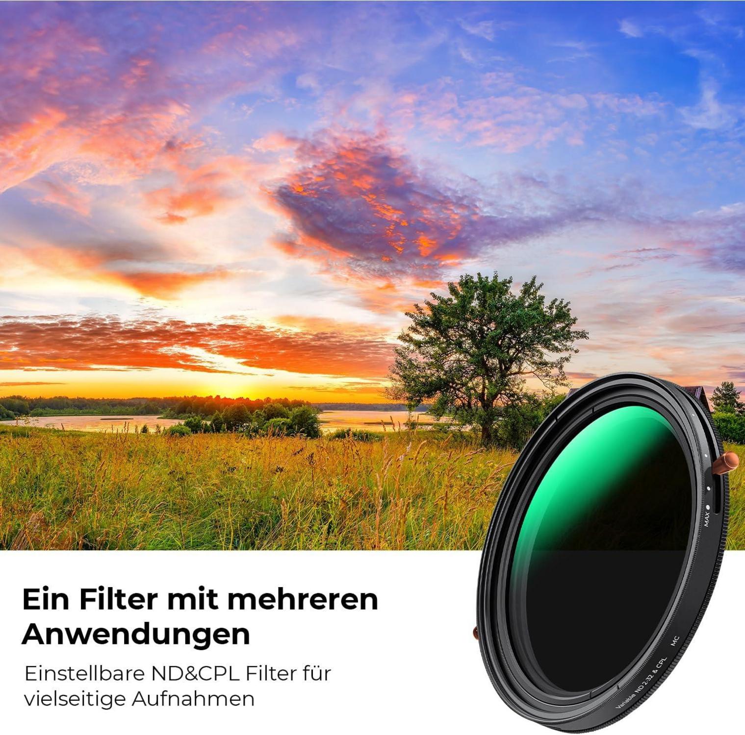 ND Filter 77mm CPL ND2-ND32 2in1 Graufilter Polfilter