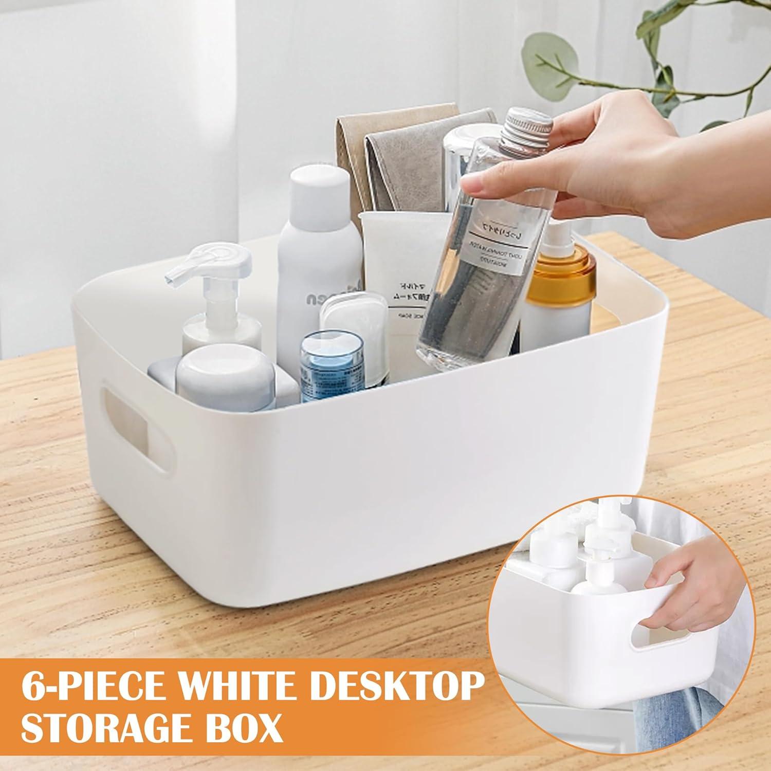 6er Set Aufbewahrungsboxen Kunststoff Organizer Box Weiß Bad Kosmetik