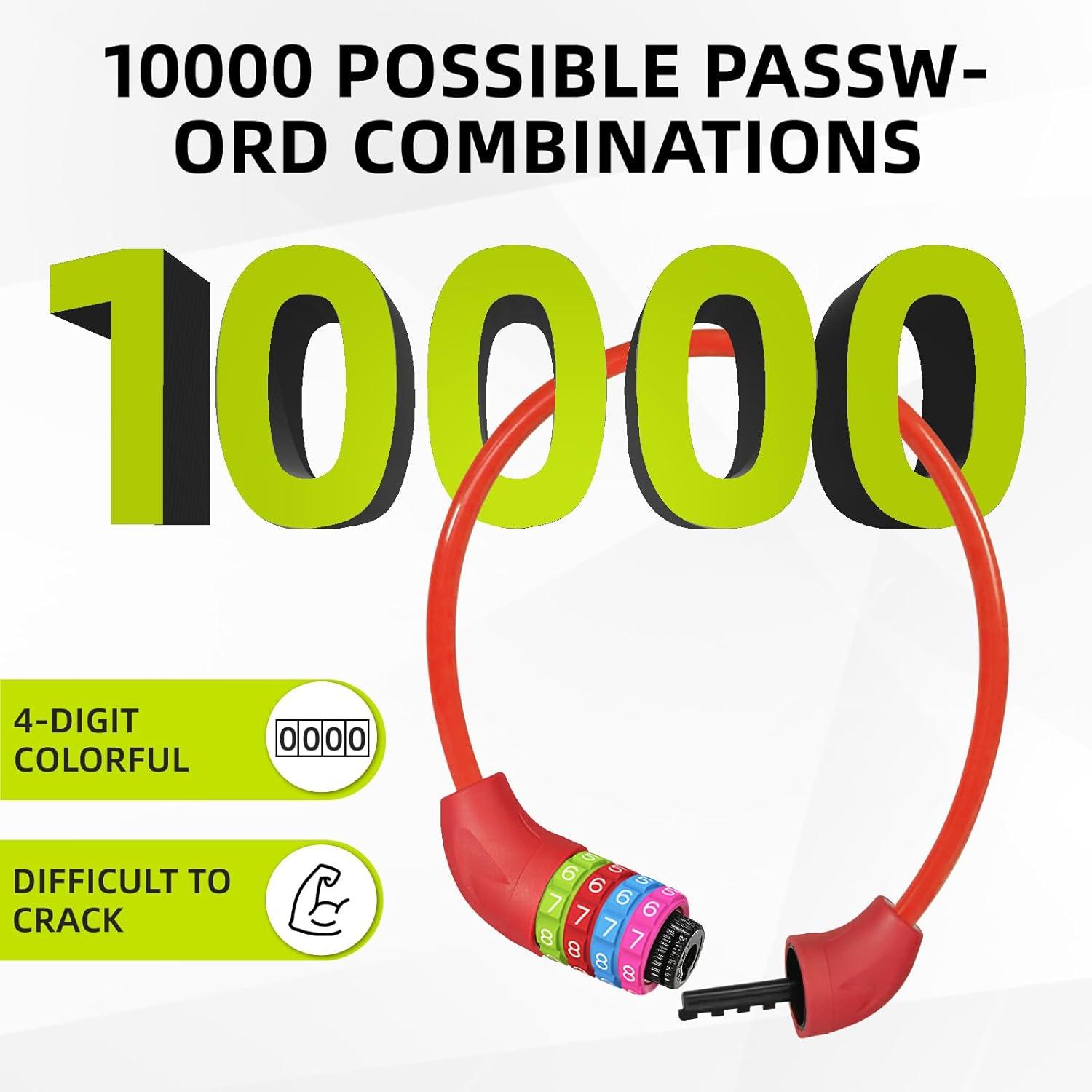 Fahrradschloss Kinder 10x650MM Zahlen Anti-Diebstahl Code