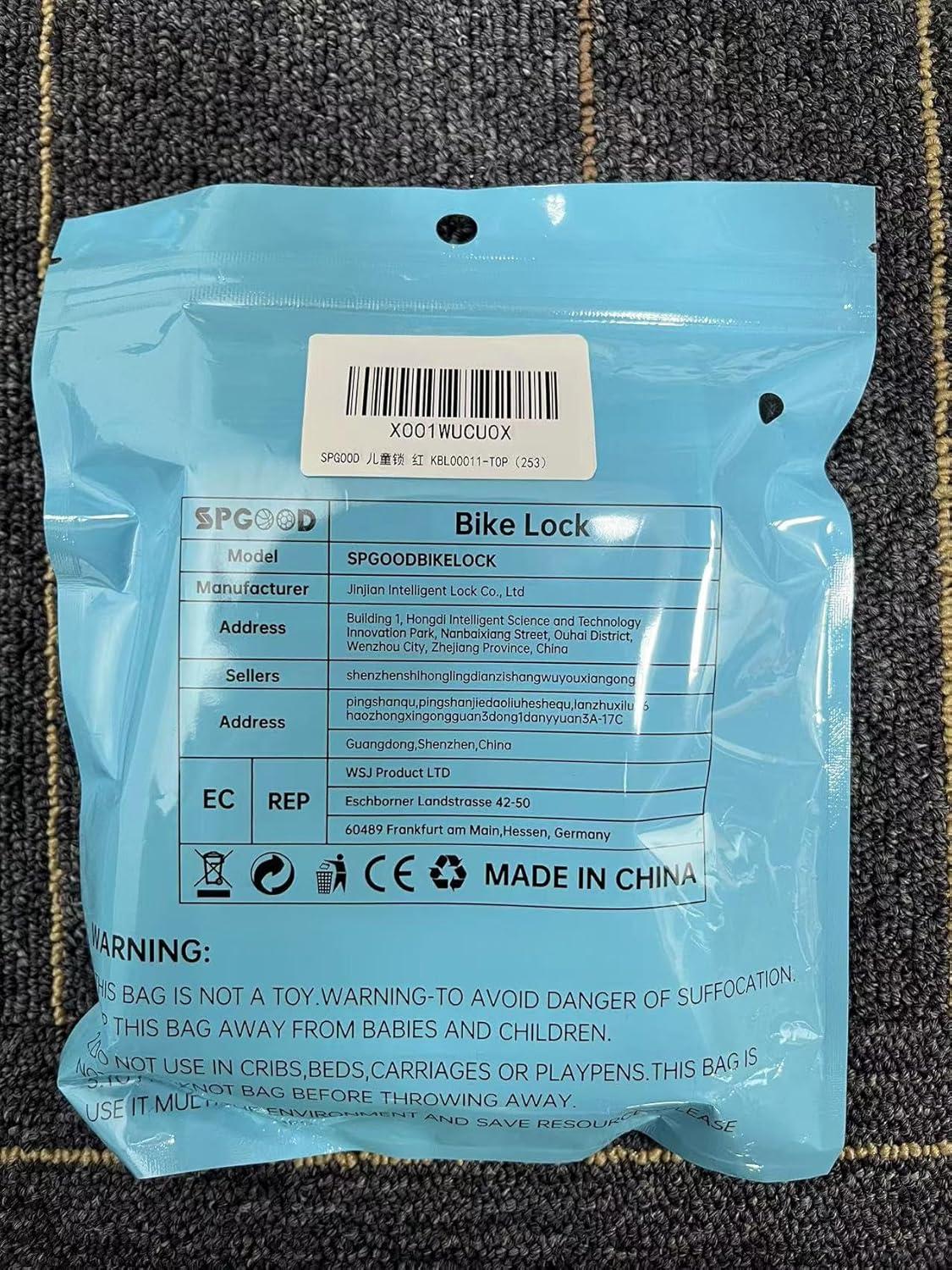 Fahrradschloss für Kinder 10 x 650MM Zahlenschloss Rot anti-Diebstahl Toy/Auto Fahrrad-Schloss SPGOOD