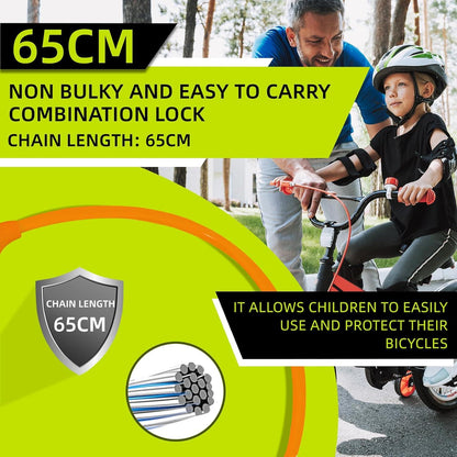 SPGOOD Fahrradschloss für Kinder 650MM Zahlenschloss Orange