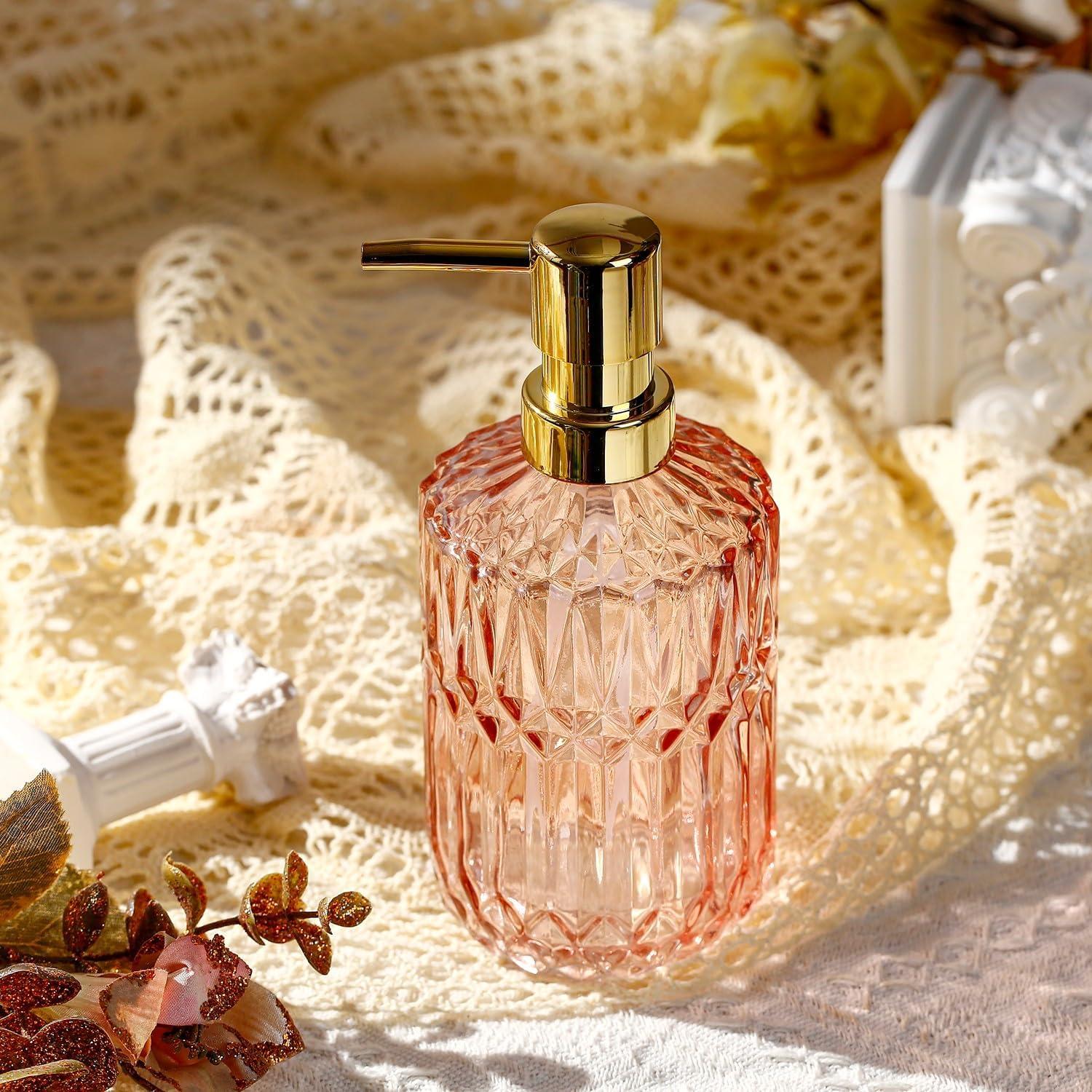 YunNasi Glas Seifenspender Nachfüllbar Rosa Badezimmer Küche