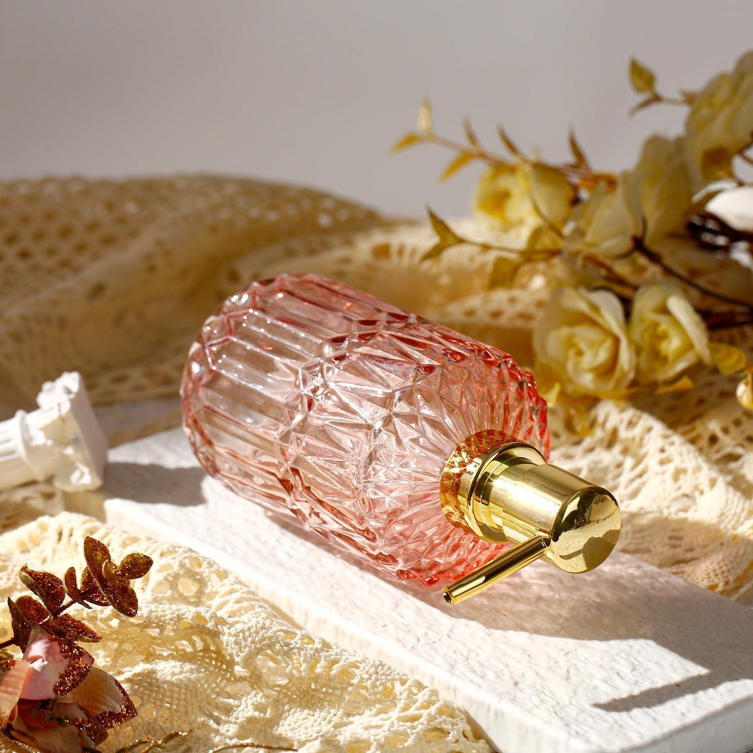 YunNasi Seifenspender Glas Nachfüllbar Rosa Badezimmer Küche