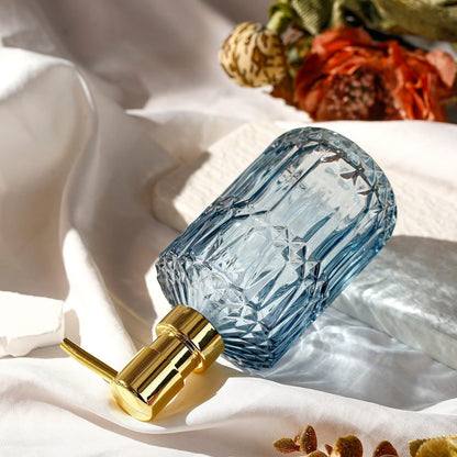 Seifenspender Nachfüllbar Glas Diamantschliff Blue
