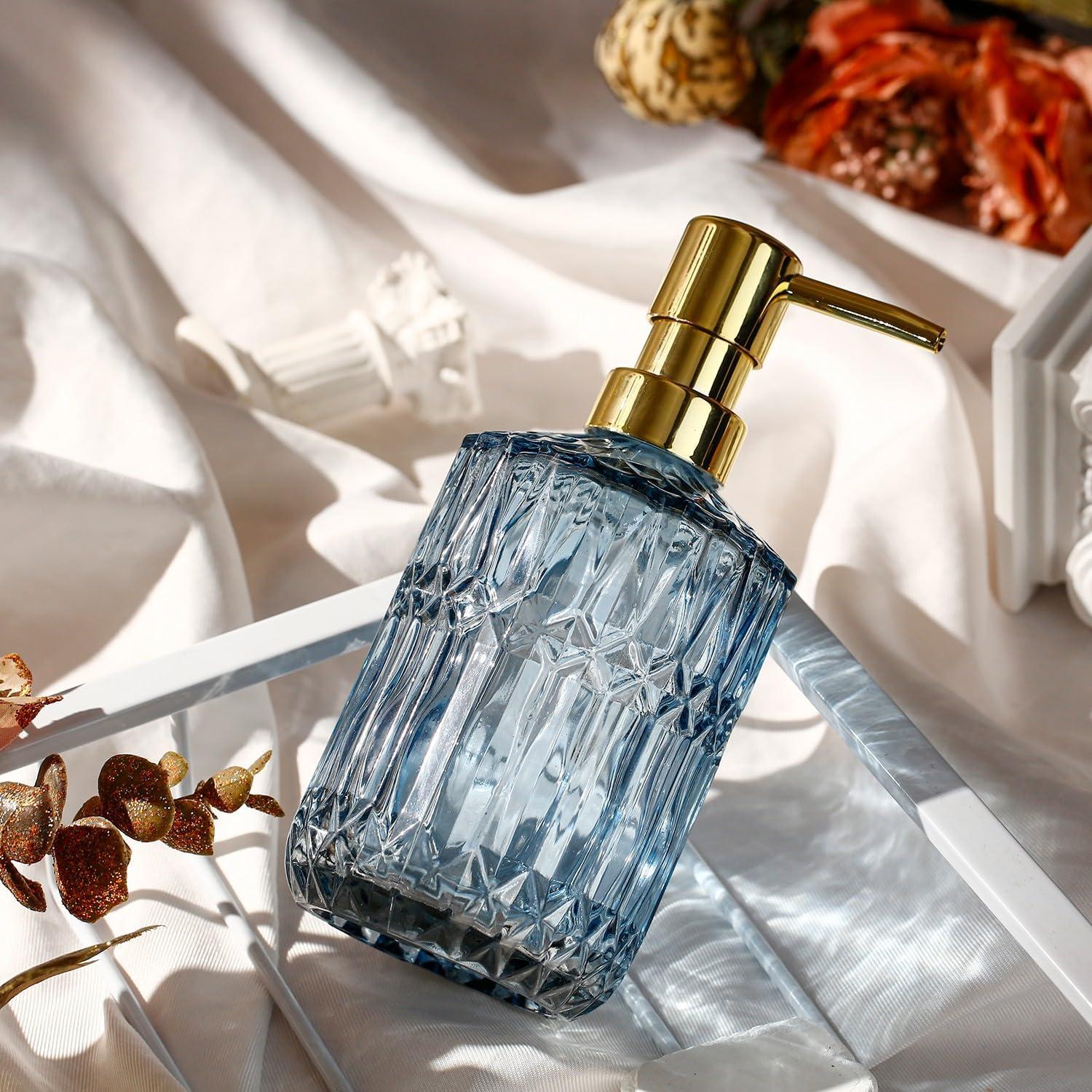 Seifenspender Glas Nachfüllbar Blau Badezimmer Küche Waschküche