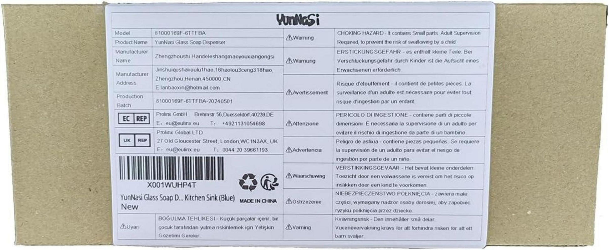 Nachfüllbarer Glas Seifenspender Blau für Bad und Küche