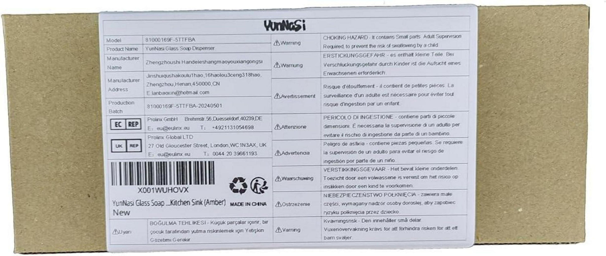 Nachfüllbarer Glas Seifenspender für Bad und Küche Amber