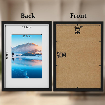 Schwarzer A3 Bilderrahmen 2er Pack Holz DIN A3 Fotorahmen