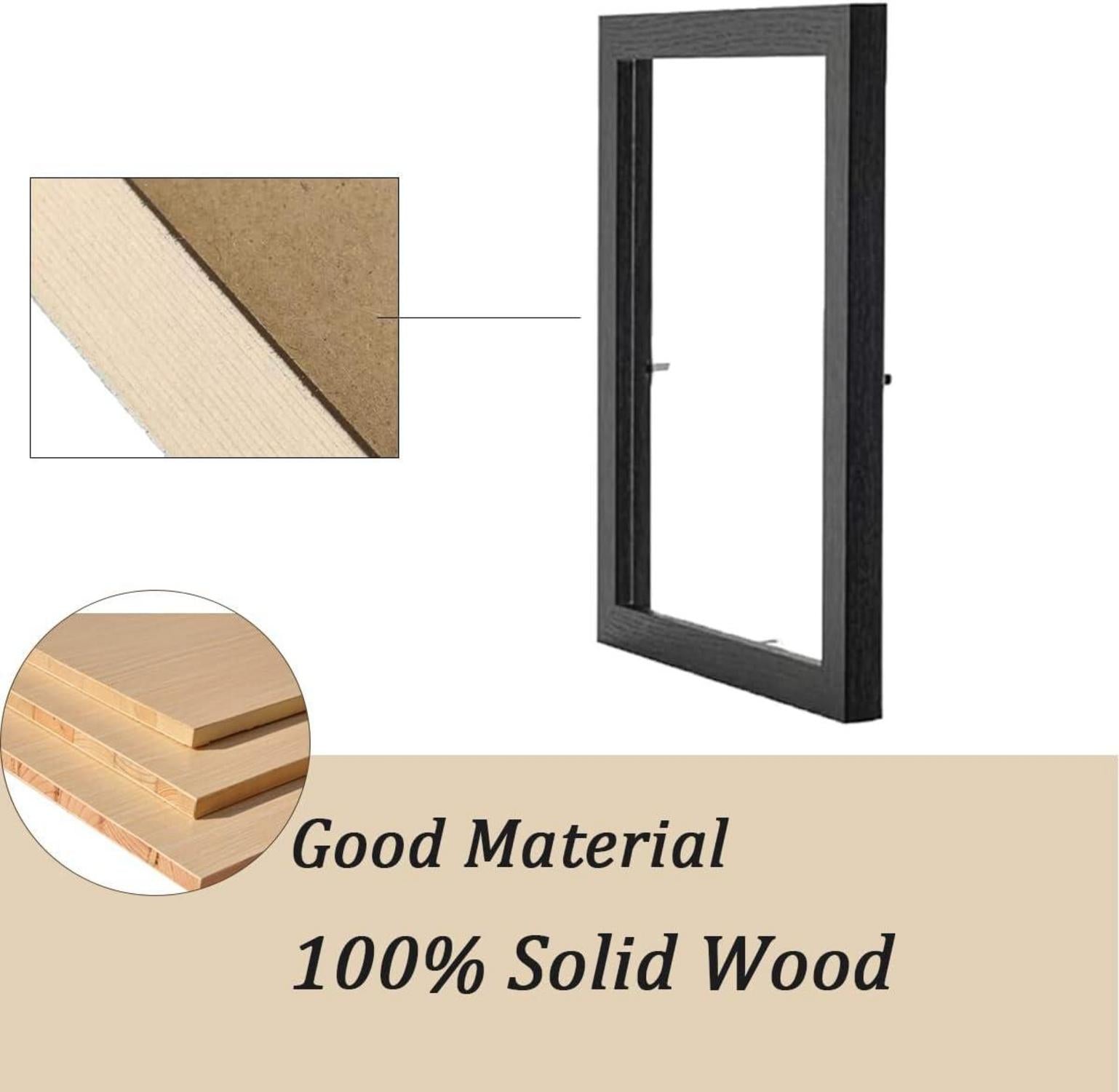 Schwarzer Holz Bilderrahmen DIN A3 2er Set Wandmontage