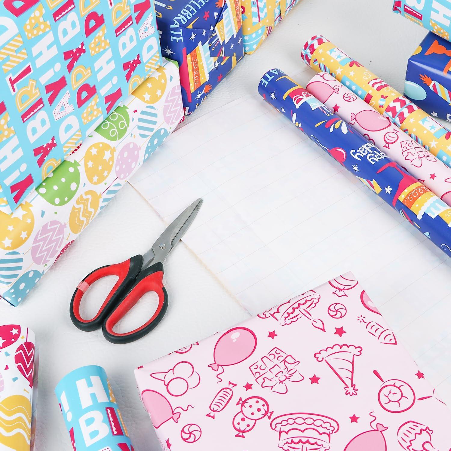 VEYLIN Geburtstags-Geschenkpapierrolle 5x3m für Partydekoration 43,2cm x 15m