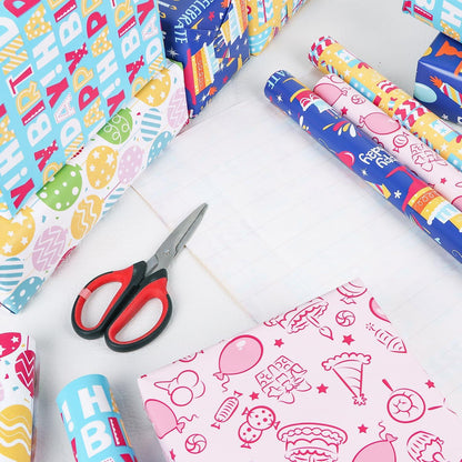 VEYLIN Geburtstags-Geschenkpapierrolle 5x3m für Partydekoration 43,2cm x 15m