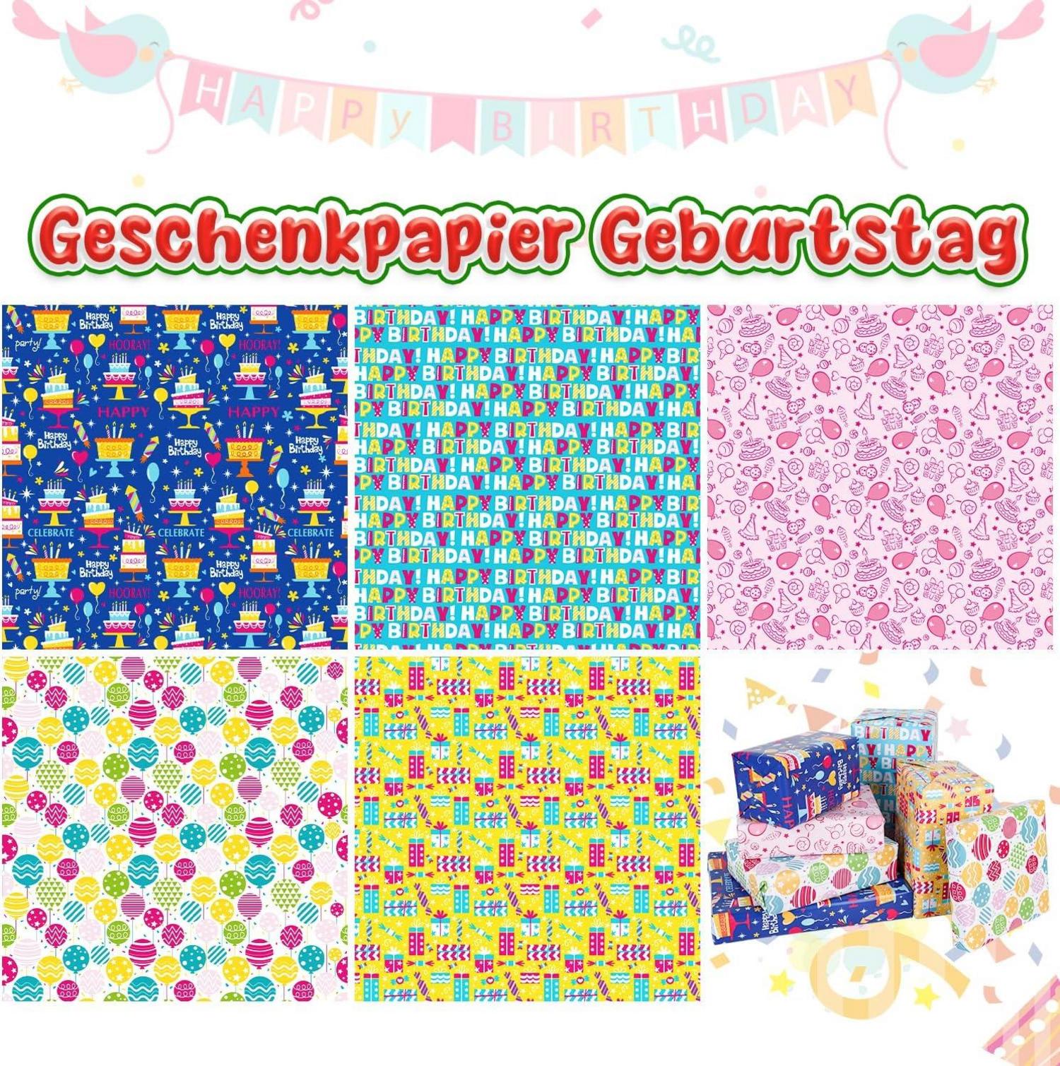 Geschenkpapier Kindergeburtstage 5 Rollen 43CM 1500cm