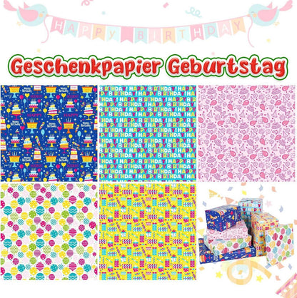 Geschenkpapier Kindergeburtstage 5 Rollen 43CM 1500cm