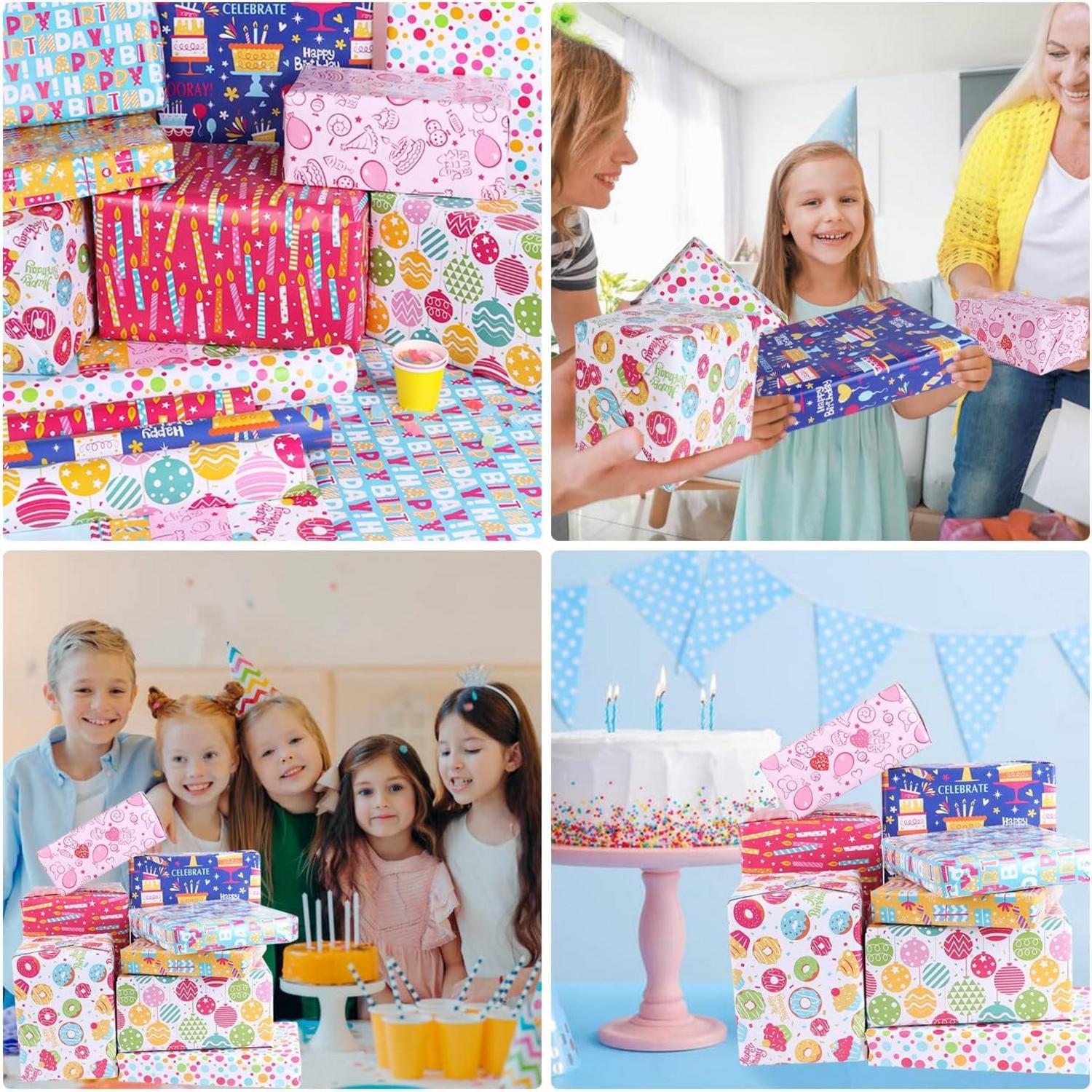 VEYLIN Geburtstags-Geschenkpapierrolle, 5x3M, bunt, 43CM x 15M