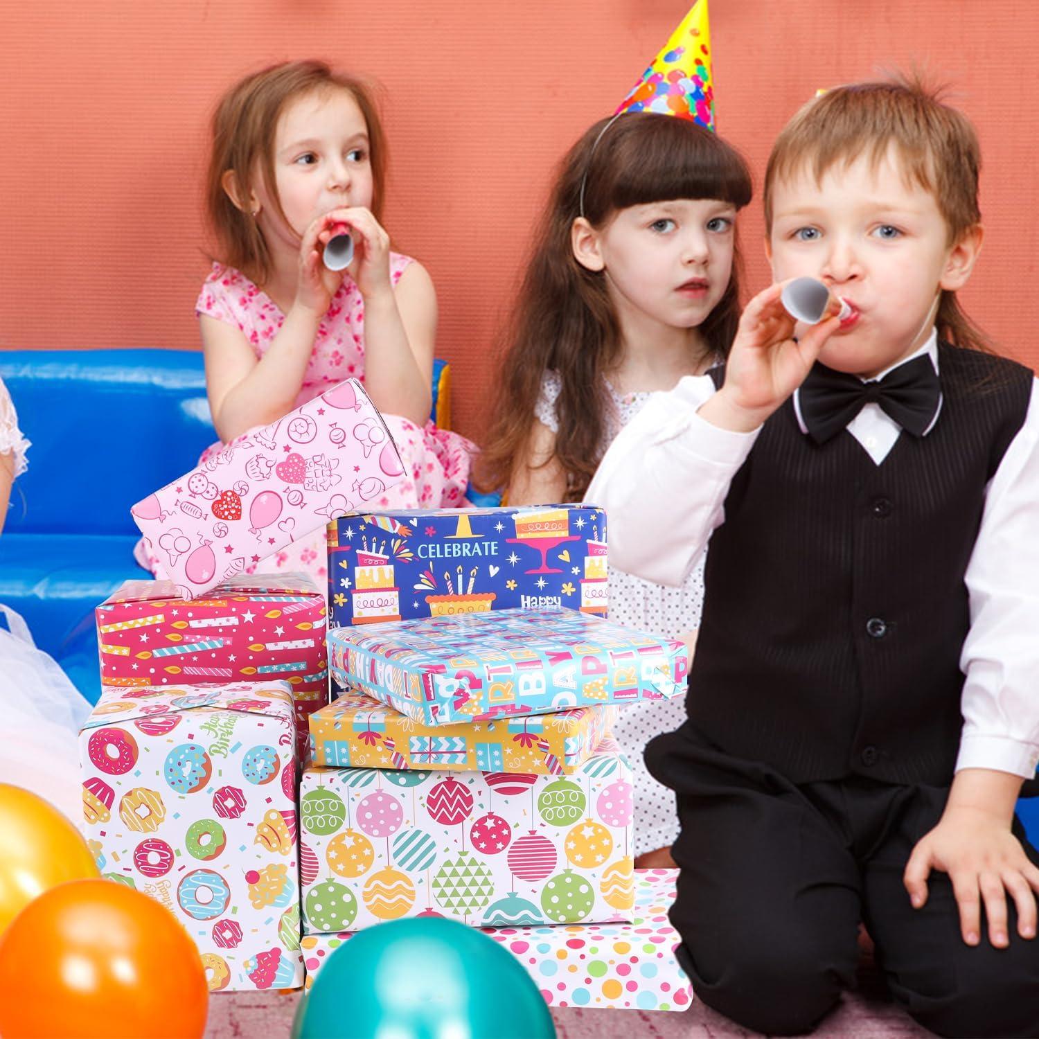 VEYLIN Geburtstags-Geschenkpapierrolle 5x3m für Partydekoration 43,2cm x 15m