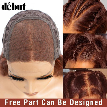 Rötlichbraune Body Wave Lace Front Perücke Echthaar 45cm