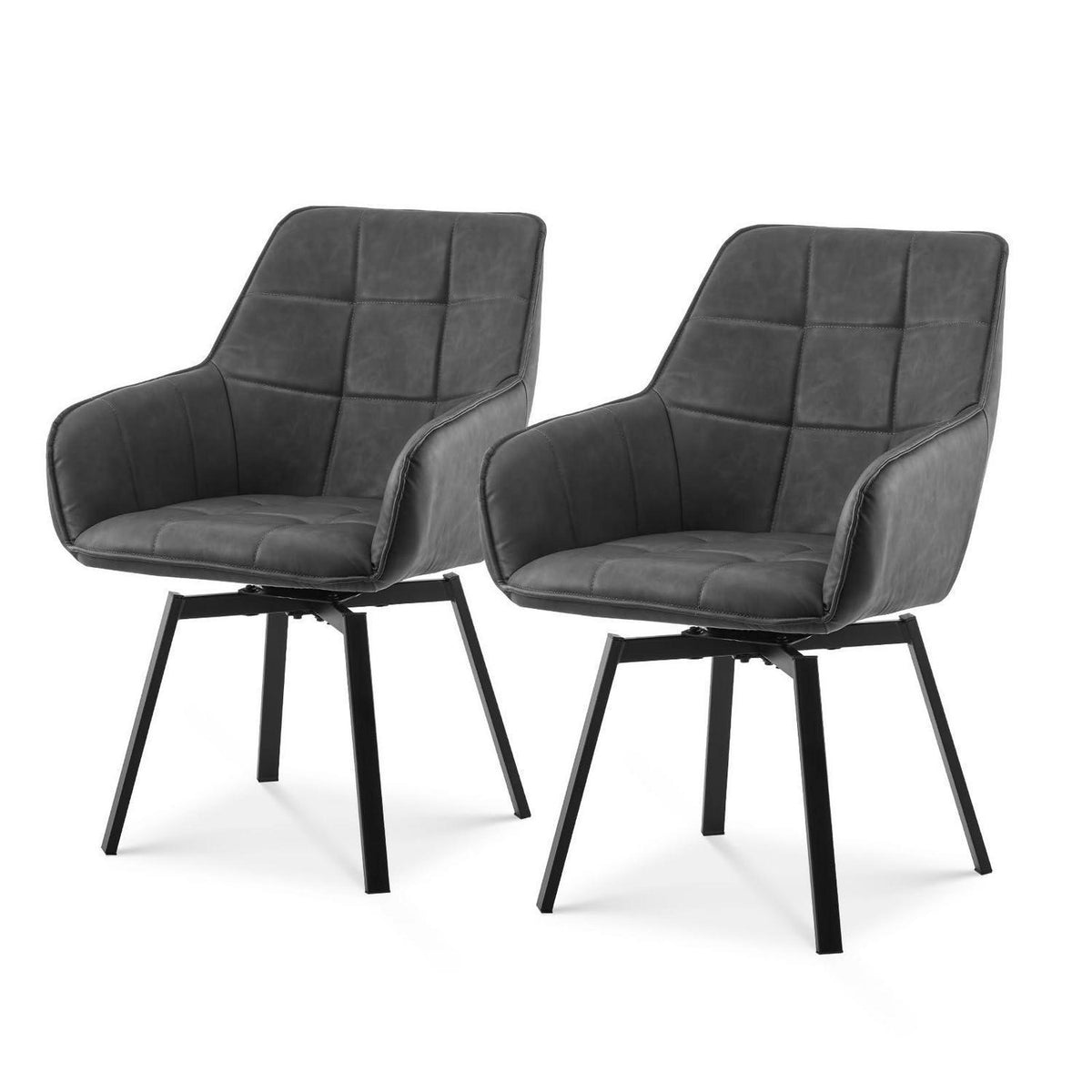 Drehbare Esszimmerstühle 2er Set Grau – & Komfort in Lederoptik
