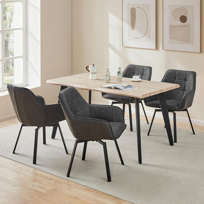 Drehbare Esszimmerstühle 2er Set Grau – & Komfort in Lederoptik