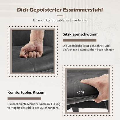 Drehbare Esszimmerstühle 2er Set Grau – & Komfort in Lederoptik