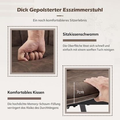 Drehbare Esszimmerstühle 2er Set Braun in Lederoptik