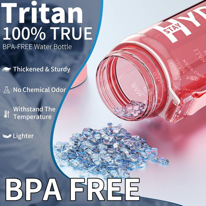 Mevoly Trinkflasche 1L BPA-frei Tritan Sport Zeitmarkierung