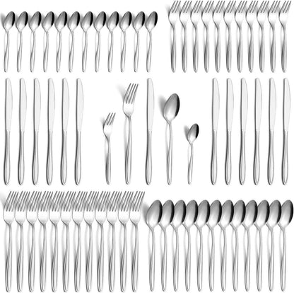 60-teiliges Edelstahl Besteck Set für 12 Personen Spülmaschinenfest