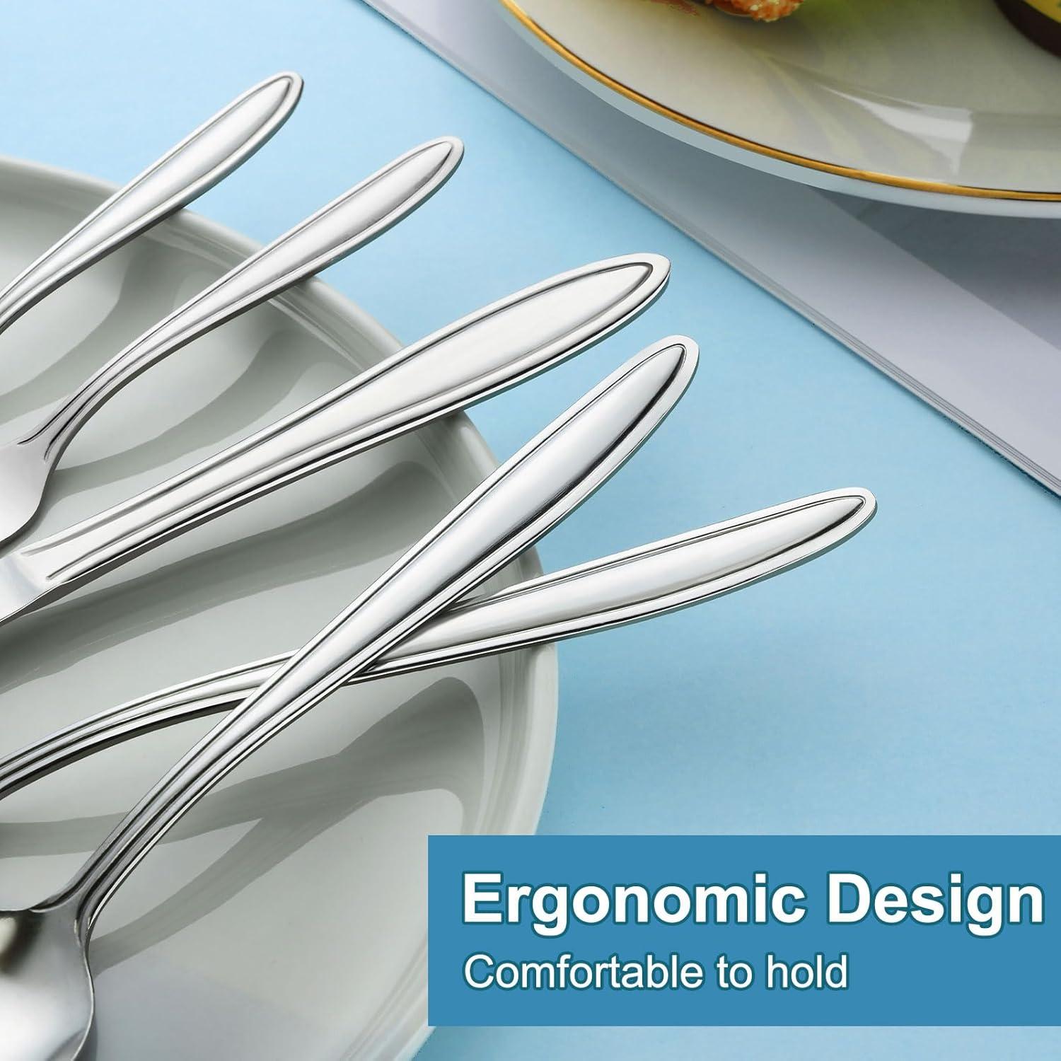 60-teiliges Edelstahl Besteck Set für 12 Personen Spülmaschinenfest