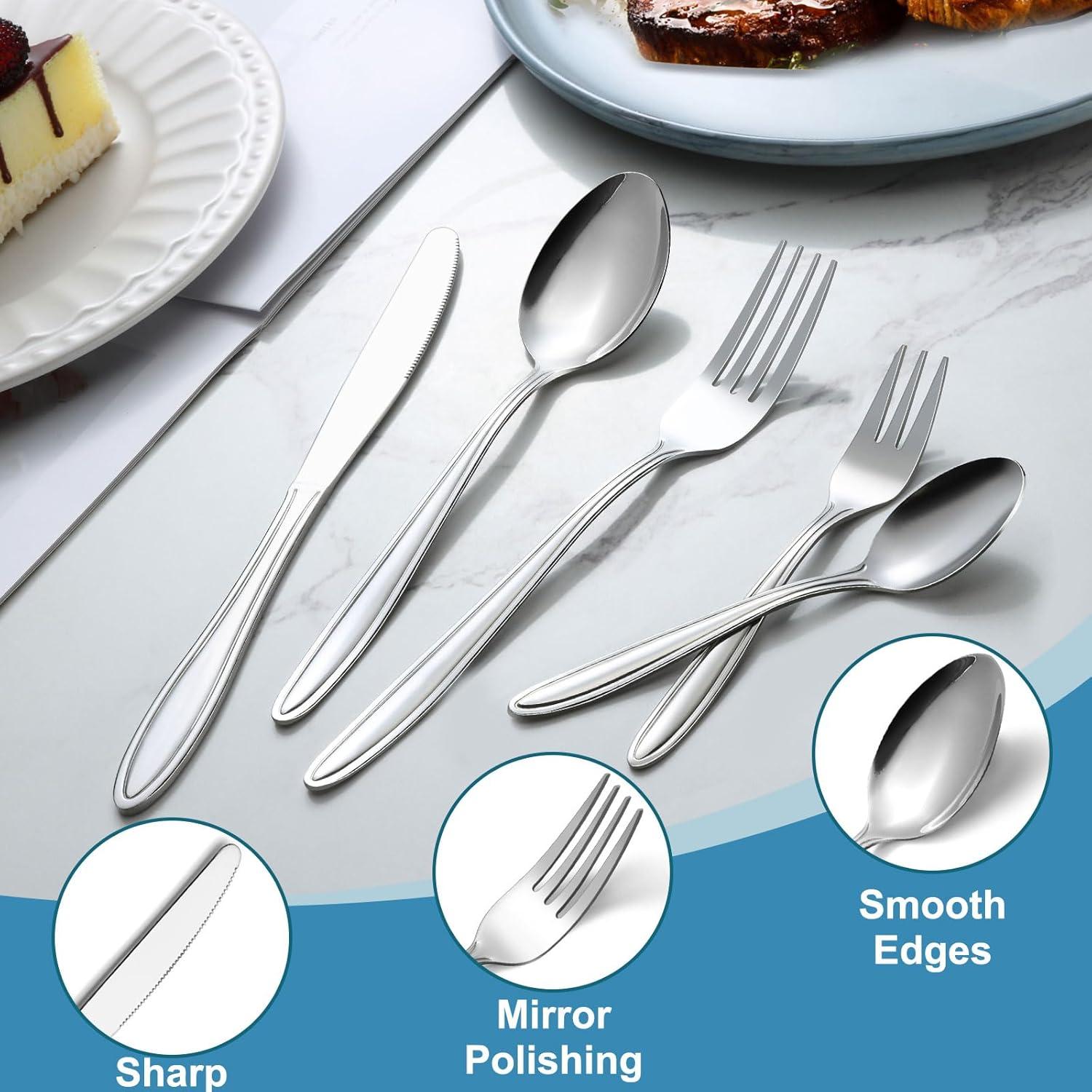 Edelstahl Besteck Set 60-teilig für 12 Personen Hochglanzpoliert Spülmaschinenfest