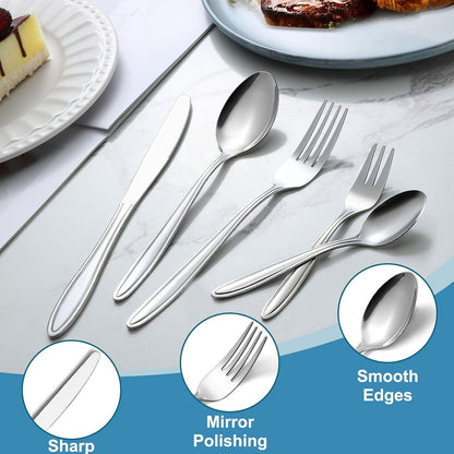 Edelstahl Besteck Set 60-teilig für 12 Personen Hochglanzpoliert Spülmaschinenfest