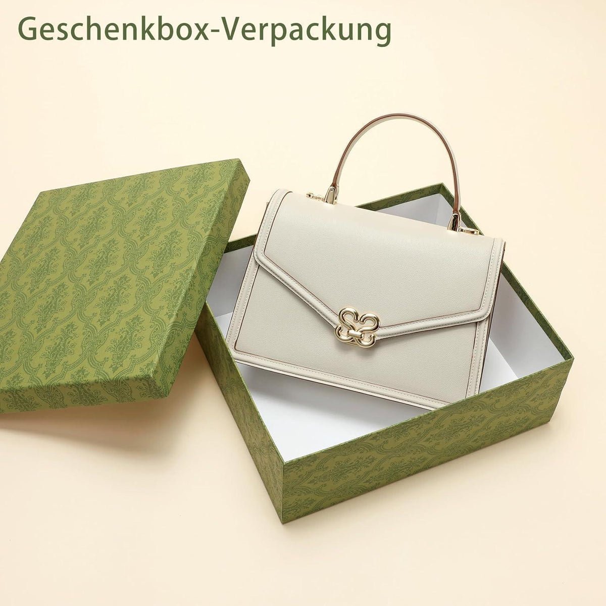 Umhängetasche Damen Leder Beige mit abnehmbarem Gurt