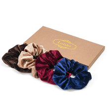 4er Set Velvet Haargummis Scrunchies - Weich Elastisch
