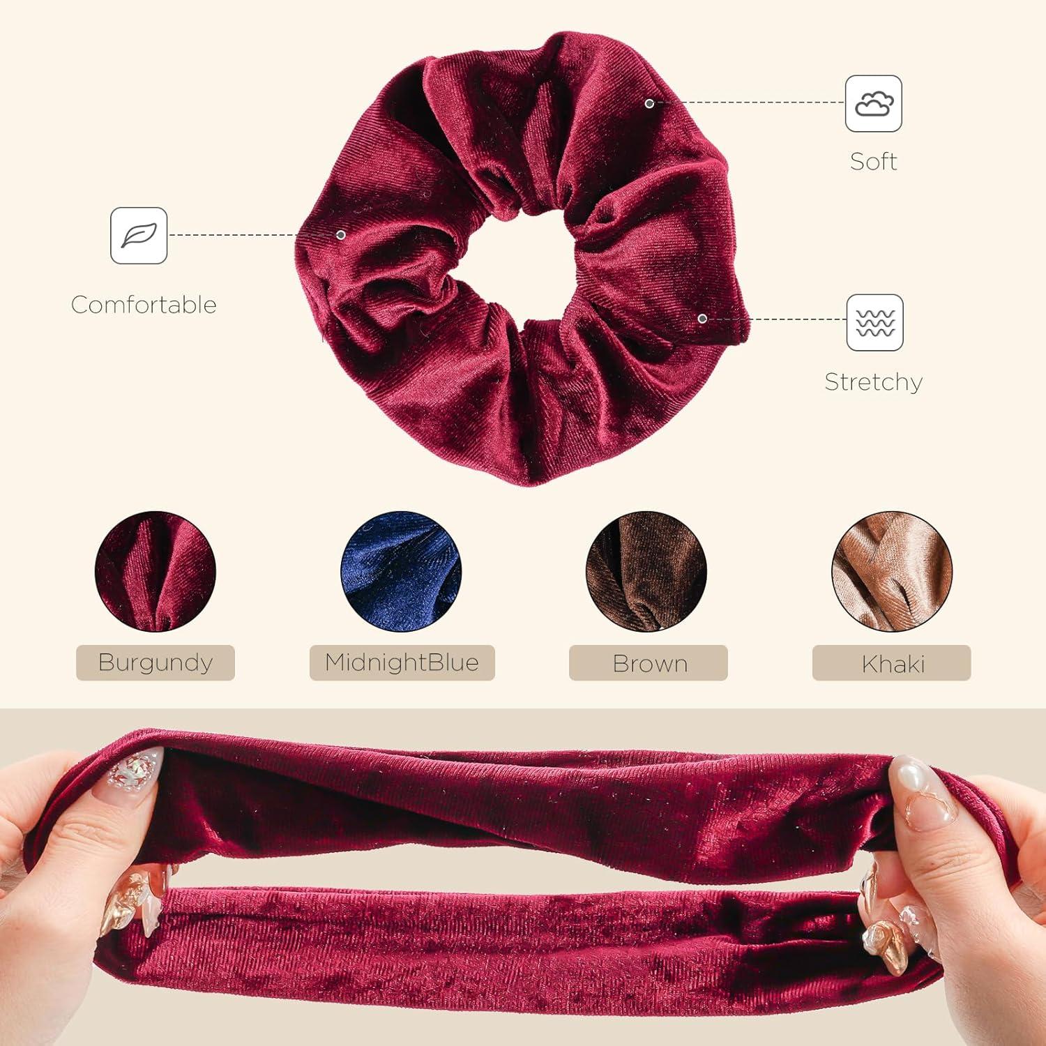 4er Set Lolalet Velvet Haargummis Scrunchies, Damen Mädchen Haarschmuck