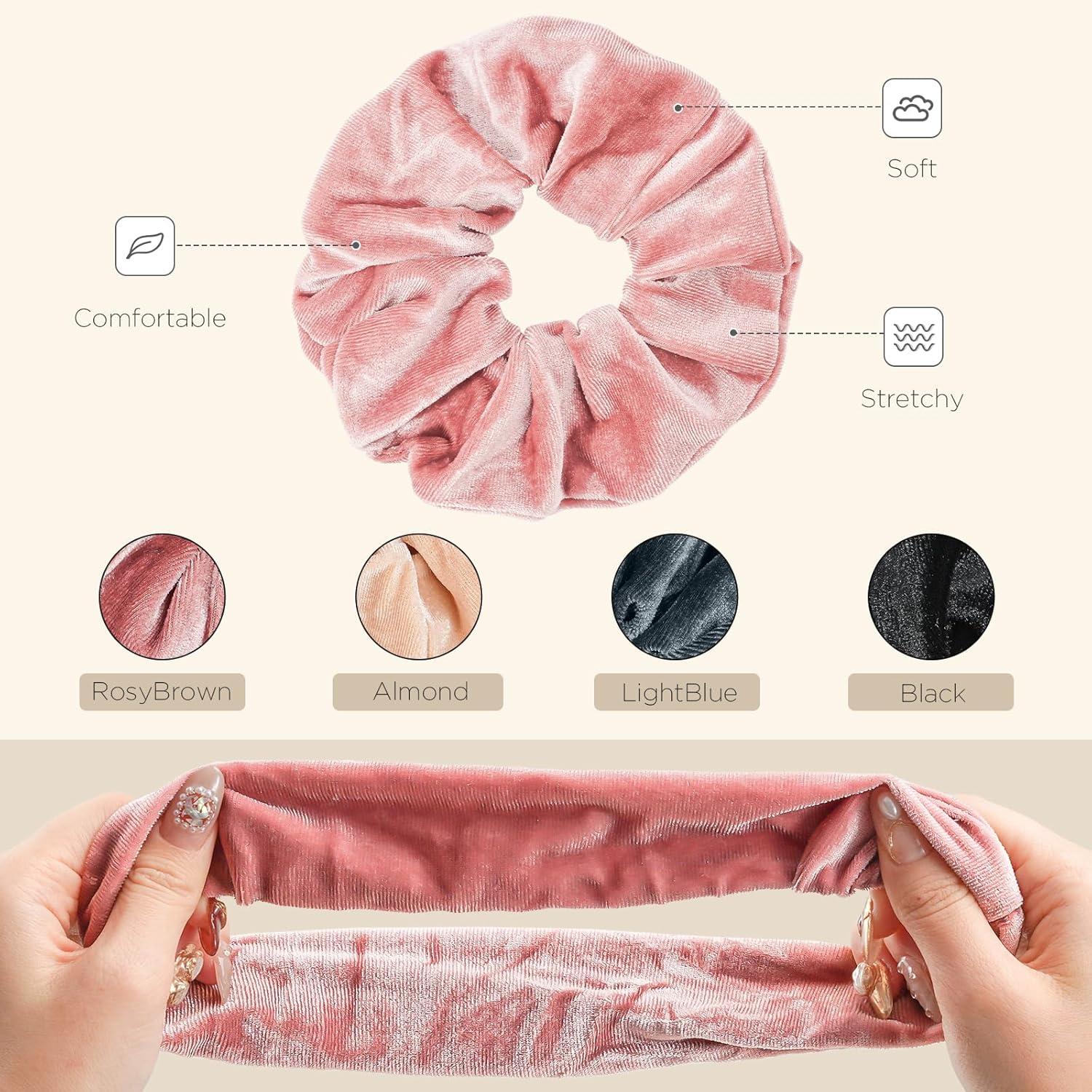 Lolalet Velvet Haargummis Scrunchies, 4er Set Damen Mädchen Haarschmuck