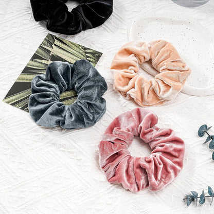 4er Set Samt Haargummis Scrunchies Damen Mädchen Pferdeschwanzhalter - Stil A