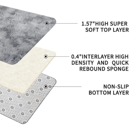Hochflor Teppich Grau 240x300 – Flauschiger Wohnzimmerteppich Waschbar