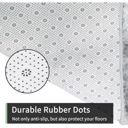 Hochflor Teppich Grau 240x300 – Flauschiger Wohnzimmerteppich Waschbar